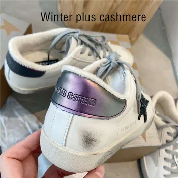 2020 noua moda confortabil adidasi casual de stele mici pantofi murdare sălbatice plus catifea mic alb murdar pantofi plat pentru femei pantofi