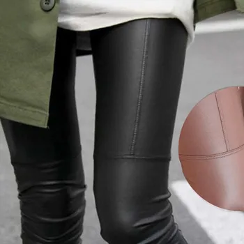 M-XXL Nou Windproof Femei Imitație de Piele Îmbinat Jambiere Pantaloni Slim Nouă pantaloni de Piele Subțire jambiere de iarnă fată de moda F4