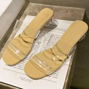 Noi Clar Tocuri Papuci Femei Sandale De Vară Transparente Pantofi De Pompe De Plajă În Aer Liber De Mers Pe Jos De Matcă Zapatillas De Casa