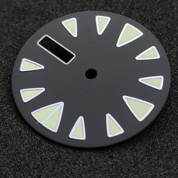 28.5 mm Negru steril cadran luminos marchează data fereastră cadran de ceas potrivit pentru NH36 mișcarea automată