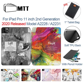 MTT TPU Moale Caz Comprimat Pentru iPad Pro 11 inch 2nd Gen 2020 Piele PU Flip Stand Inteligent funda Coajă de Protecție Cu Suport de creioane