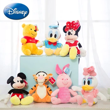 Original Disney 22cm Winnie the Pooh, Mickey Mouse, Minnie, Donald Duck Anime de Pluș Drăguț Papusa Ragdoll Copii Jucărie Cadou de Ziua de nastere