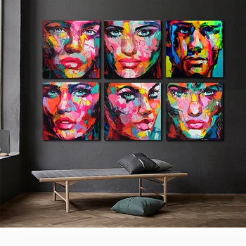 6 Buc Francoise Nielly Designer de Colorat de Artă Față de spaclu tablou Imprimat Pe panza pentru Camera de zi Dormitor Decor de Perete