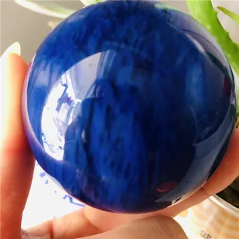 5-6cm naturale cristal de cuarț albastru de topire glob de cristal de artizanat de decorare camera de zi+ suport lemn