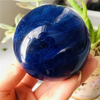 5-6cm naturale cristal de cuarț albastru de topire glob de cristal de artizanat de decorare camera de zi+ suport lemn