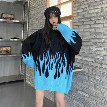 Toamna Iarna Harajuku Pulover Femei-coreean O-gât Pulover de Hip-Hop de Tricotat Pulovere Largi Hipster Tricotaje de Îmbrăcăminte de sex Feminin