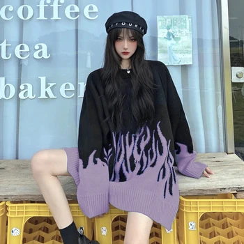 Toamna Iarna Harajuku Pulover Femei-coreean O-gât Pulover de Hip-Hop de Tricotat Pulovere Largi Hipster Tricotaje de Îmbrăcăminte de sex Feminin