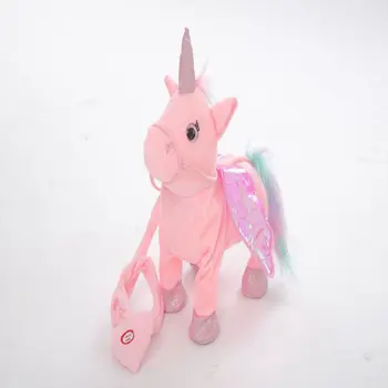 1 Bucată Frumoasă Electrice de Mers pe jos Unicorn de Pluș Jucărie Moale Animal de Pluș Electronice Copii Papusa Canta pentru Copil Ziua de nastere Cadouri