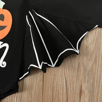 Partidul Rău de Lux Dovleac de Halloween Costum cu Maneci Lungi Negru Bat Costume + Fuste Fete pentru Copii Haine 2 buc Seturi Pentru Copii