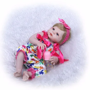 NPK56CM Papusa Reborn Plin de silicon Vinil Copii Papusa Pentru Fete Realist Moale în Viață copilul Renăscut Baby Doll Pentru fete jucăria de baie