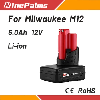 NinePalms Litiu-ion baterie Reîncărcabilă de 12V 6Ah este potrivit pentru Milwaukee M12 48-11-2401 48-11-2440 48-11-2402 instrument de Putere