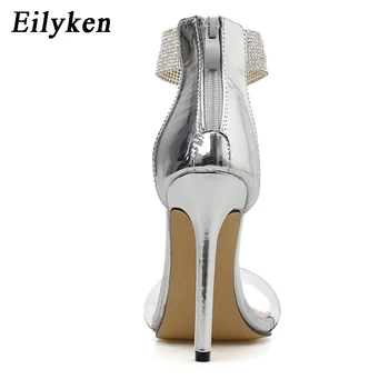 Eilyken 2021 Vara Noi de Cristal Glezna Curea Sandale Femei Sexy sandale din PVC cu Fermoar Subțire Sandale cu Toc de sex Feminin Pantofi de Nunta