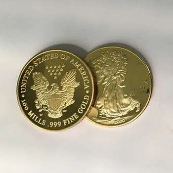 3 buc rare ediția 2000 libertatea monede 24K real placat cu aur insigna 40 mm vultur spate partea de suveniruri acasă decorare monede