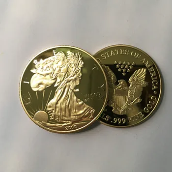 3 buc rare ediția 2000 libertatea monede 24K real placat cu aur insigna 40 mm vultur spate partea de suveniruri acasă decorare monede