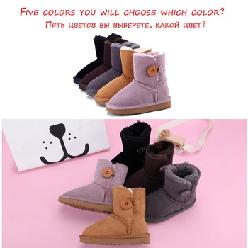 JXANG Noi Australian de Lemn catarama din Piele de Moda Fată Băiat de Iarna Cizme de Zapada Pentru copii de Iarna Cald Copil Pantofi Amurg