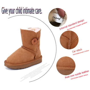 JXANG Noi Australian de Lemn catarama din Piele de Moda Fată Băiat de Iarna Cizme de Zapada Pentru copii de Iarna Cald Copil Pantofi Amurg