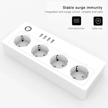 Smart Plug Wifi prelungitor cu protecție la Supratensiune cu mai Multe Prize de Putere 4 Port USB Control Vocal pentru Echo Alexa de Start Google