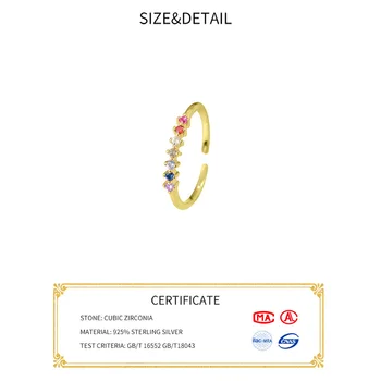INZATT Real Argint 925 Culoare Zircon Inel Reglabil Pentru Femei Fermecătoare Petrecere Bijuterii Fine Boem Accesorii