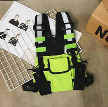 Femeile Chest Rig Geanta Neon Verde Funcționale Tactice Cablajului Pack Multi-buzunar de Vestă Hip Hop Streetwear Reglabil Unisex Reflecta