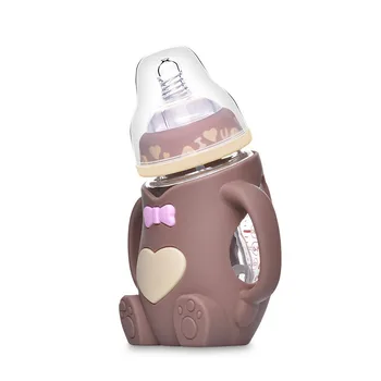Fierbinte Copil Copil Drăguț Hrănire Sticlă În Condiții De Siguranță Silicon Sticla De Lapte Cu Mâner Moale Gura Nou-Născutului Bea Formare Biberon