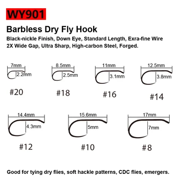 Wifreo 100buc/Pachet Barbless Fly Tying Cârlige Nimfa Uscat Streamer Umed Caddis Zbura Cârlige Păstrăv Zbura Leagă Material Zbura de Pescuit, Cârlige