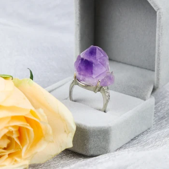 Naturale ametist inel de cluster pentru bărbați și femei bijuterii de nunta de decorare cadouri meditație de vindecare decor reglabil