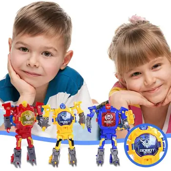 Creative Copiii Viziona Desene animate Deformare Păpușă Jucărie Robot Electronic Viziona Desene animate Transformare Ceas de Jucărie Pentru Baiat Cadou