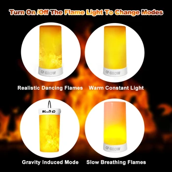 LED-uri cu Efect de Flacără de Foc Bec rezistent la apă în aer liber, piscină Interioară Pâlpâie timp de Emulare 4 Moduri Magnetic Flacără Led Lampa USB Reîncărcabilă