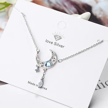 Moda 925 Sterling De Argint Colier Opal Luna Colier Pentru Femei Coreea Bijuterii De Argint 2020 Nou