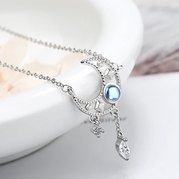 Moda 925 Sterling De Argint Colier Opal Luna Colier Pentru Femei Coreea Bijuterii De Argint 2020 Nou