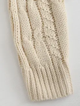 ZAFUL Femei de Pe Umăr Pulovere Maneca Lunga Indesata Cablu Tricot de Cultură Pulover Pulover cu Nervuri Trim Toamna de Moda de Top 2020