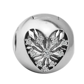 DIY Margele Pentru a Face Bijuterii Inima de Iarna Clip Clar CZ Femeie Margele Pentru Original Argint 925 Bratari Cadou de Crăciun