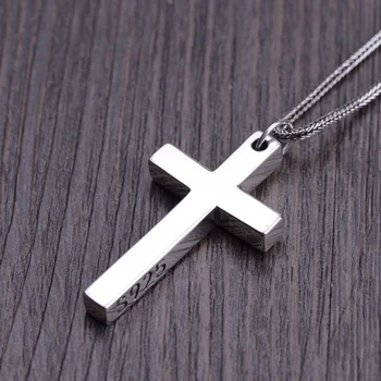 S925 Argint Minimalist Luminoase Pandantiv Cruce pentru Loma de Oameni Iubitor de Argint Pur de Moda Christian Lanțul de Bijuterii Accesorii