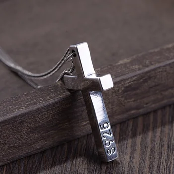 S925 Argint Minimalist Luminoase Pandantiv Cruce pentru Loma de Oameni Iubitor de Argint Pur de Moda Christian Lanțul de Bijuterii Accesorii