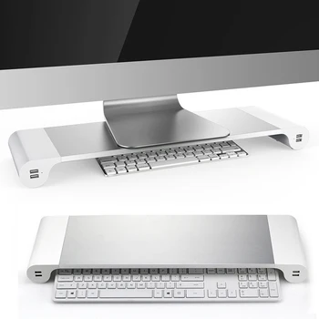 Besegad Aliaj de Aluminiu Monitor Stand Bara de Spațiu Computer Monitor Laptop Dock Stand Montant cu 4 Porturi USB pentru iMac MacBook