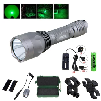 10000 Lumeni LED-uri Lanterna Tactice Verde de Vânătoare Lanterna+de la Distanță Comutator de Presiune+Baterie 18650+Luneta Monta+Incarcator+Caz