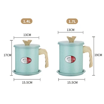 1.4 L 1.7 L Ulei Verde Recipient Ceainic cu 304 din Oțel Inoxidabil Filtru de Bucătărie de Gătit Grăsime Filtru de Ulei Separator de Grăsimi Sticla
