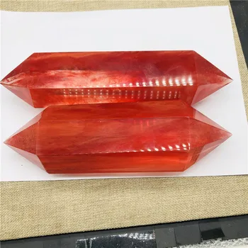 Natural roșu de cuarț de cristal clar obelisc Reiki de vindecare piatră șlefuită dublu subliniat hexagonale bagheta decor acasă