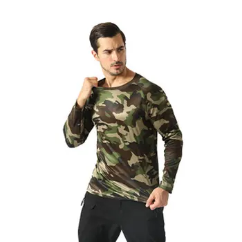 Barbati Camuflaj Tactice T-shirt cu Maneci Lungi iute Uscat Sport în aer liber, Drumeții, Alpinism Topuri Armata Militară de Vară, Primăvară, tricouri