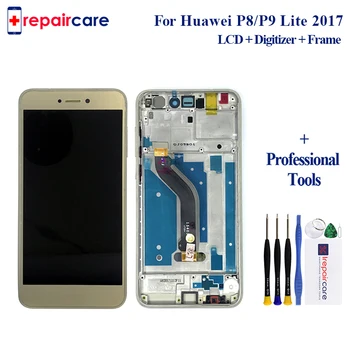 Livrare rapida LCD cu Rama pentru Huawei P8/P9 Lite 2017 lcd ecran complet Negru, Alb, Aur, albastru cu Instrumente Gratuite