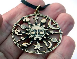 1buc Slave Vechi Amuleta pandantiv soare și stele colier talisman norocos bijuterii femei colier barbati