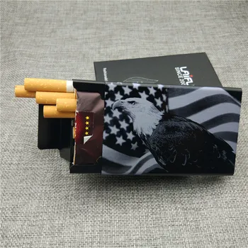 Personalizate Personalizate American Bald Eagle Flag Țigară Caz Ultra Subțire Portabil Din Aliaj De Aluminiu Glisați Caseta De Țigară Fum
