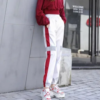 Uscare Rapidă Casual Largi Jogging Pantaloni De Trening Femei Reflectorizante Harajuku Înaltă Talie Pantaloni Sudoare Streetwear Doamnelor Pantaloni De Vara
