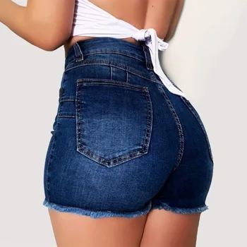 Pantaloni Scurți Femei Denim Jean Drepte Scurte Femei Sexy Talie Mare Ciucure Pantaloni Scurți De Vară Femme Push-Up Skinny Slim Denim Scurt 2020