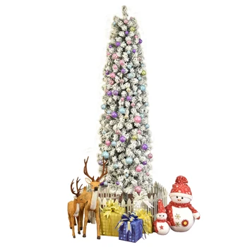 【NE Depozit】7.5 ft Creion Flocking Pomul de Crăciun