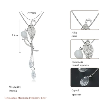 Meyfflin Moda Opal Coliere Lungi pentru Femei de Epocă Șarpe Lanț de Flori Coliere & Pandantive de Cristal Collier Pulover Bijuterii