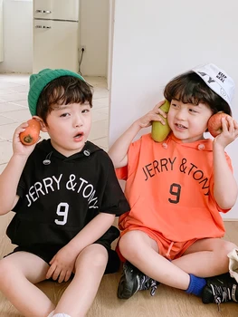 Băieții coreean Hanorac cu Mânecă Scurtă Kit Frumos pentru Copii de Vară 2020 nian Vara Noi, Stil de Îmbrăcăminte pentru Copii Maree