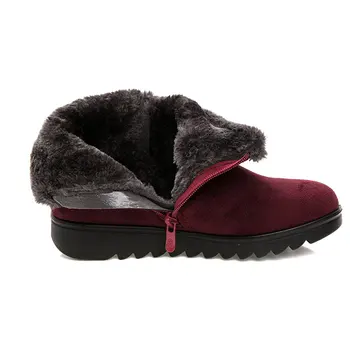 Noi 2021 femei cizme de iarna piele de căprioară glezna cizme de zapada de sex Feminin cald blana de pluș branț confortabil botas mujer pantofi plat femeie WSH3144