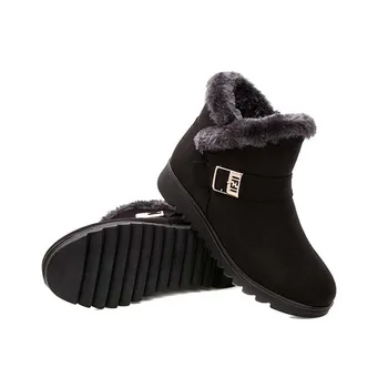 Noi 2021 femei cizme de iarna piele de căprioară glezna cizme de zapada de sex Feminin cald blana de pluș branț confortabil botas mujer pantofi plat femeie WSH3144