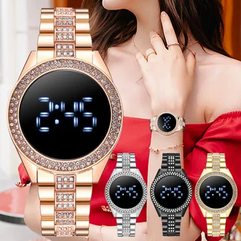 Vogue din Oțel Inoxidabil Dor Femei Ceasuri Digitale LED Ceas de mână Doamnelor sex Feminin Elegant Ceas Electronic Pentru Cadou pentru Prietena